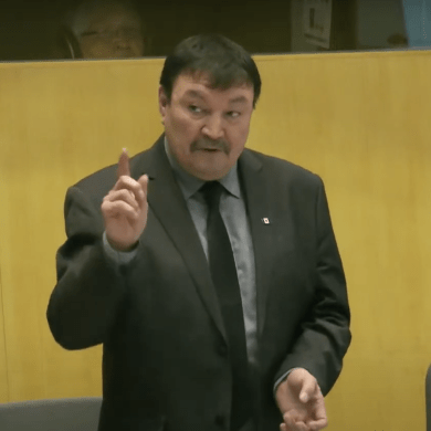 Sahtu MLA Danny McNeely at a legislative assembly session in February.